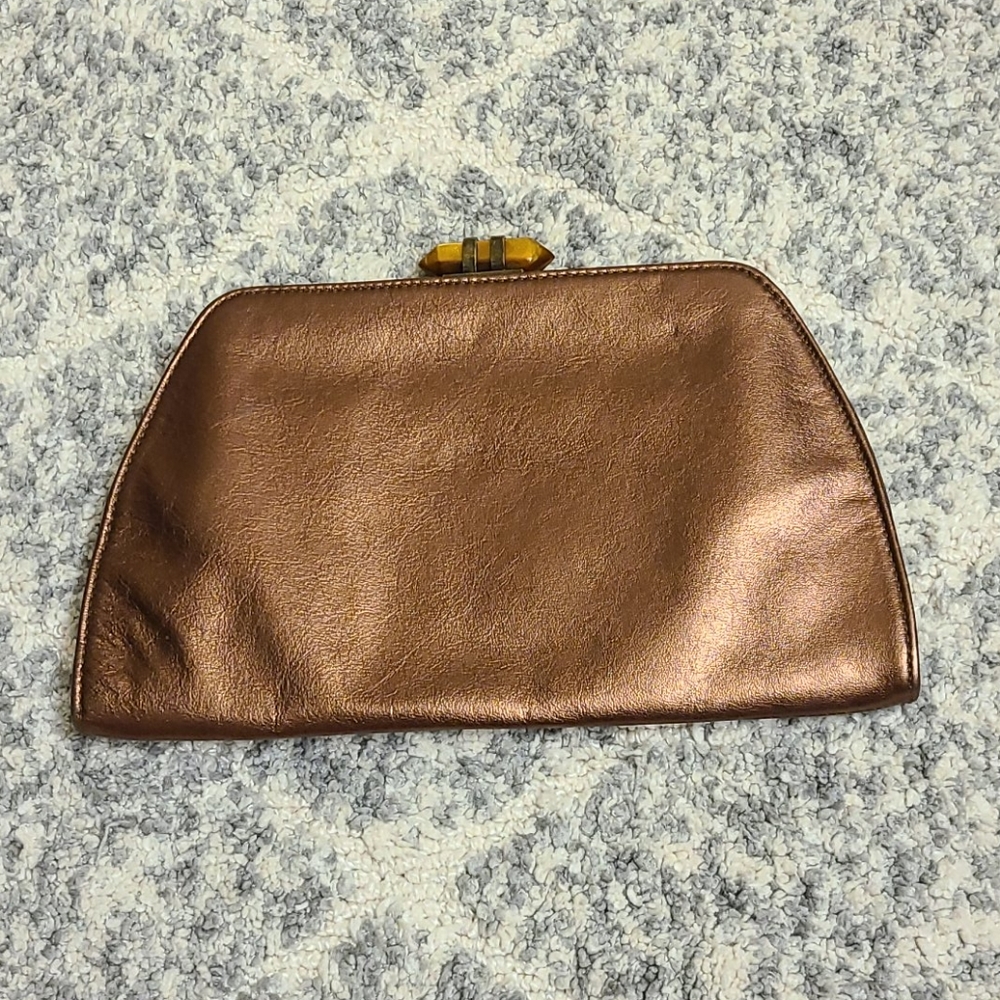 🍍Banana Republic Copper leather clutch purse